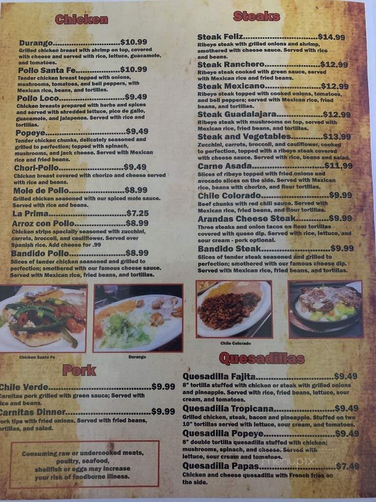 El Charro Mexican Restaurant - Coffeyville, KS menu_pic