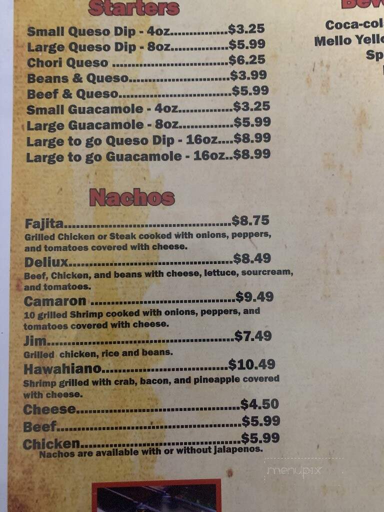 El Charro Mexican Restaurant - Coffeyville, KS menu_pic