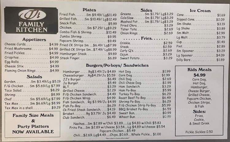 J J's Fish Shop - Jena, LA menu_pic