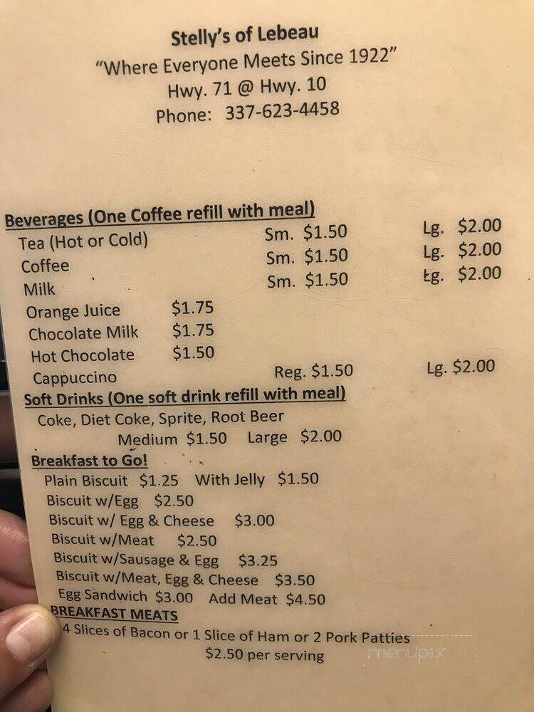 Stelly's - Melville, LA menu_pic