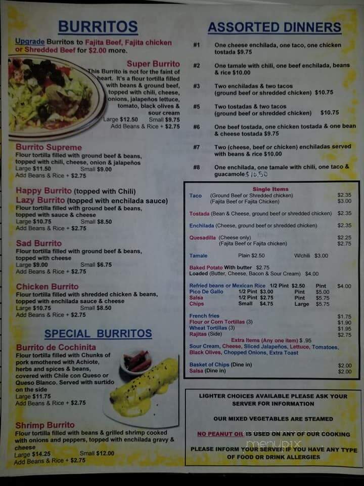 La Casa Mexican Restaurant - Larose, LA menu_pic