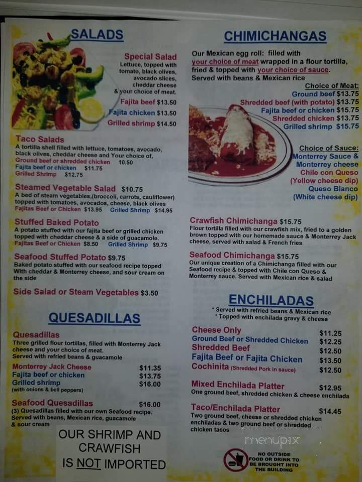 La Casa Mexican Restaurant - Larose, LA menu_pic