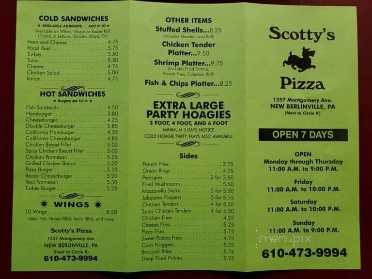 Scotty's Pizza - Bechtelsville, PA menu_pic