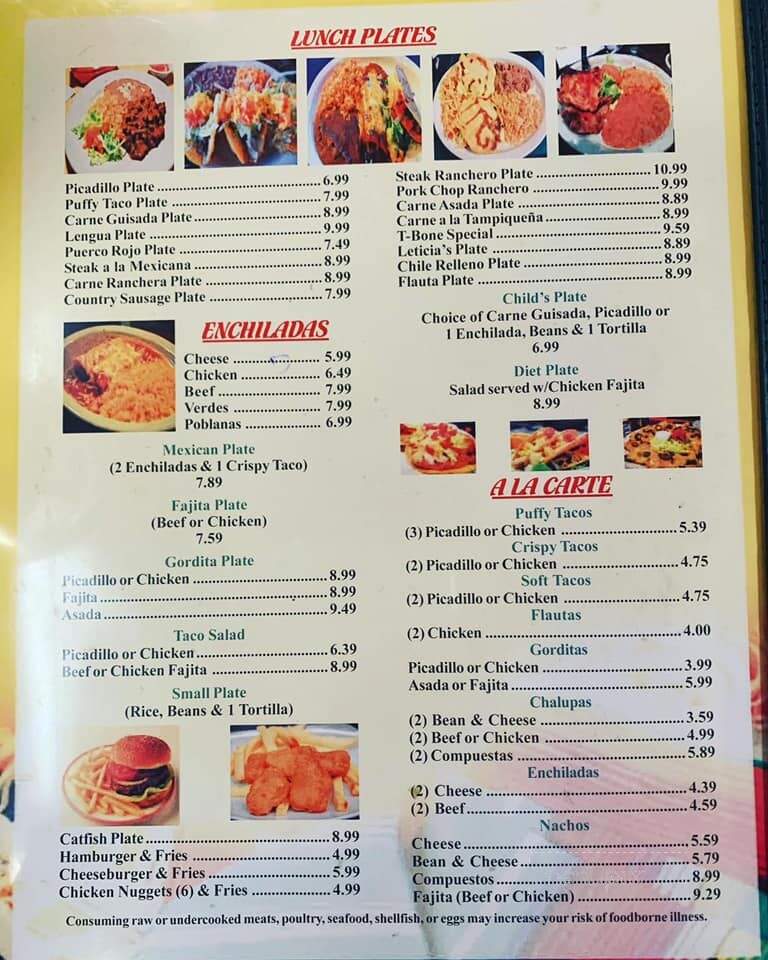 Leticia's Mexican Restaurant - San Antonio, TX menu_pic