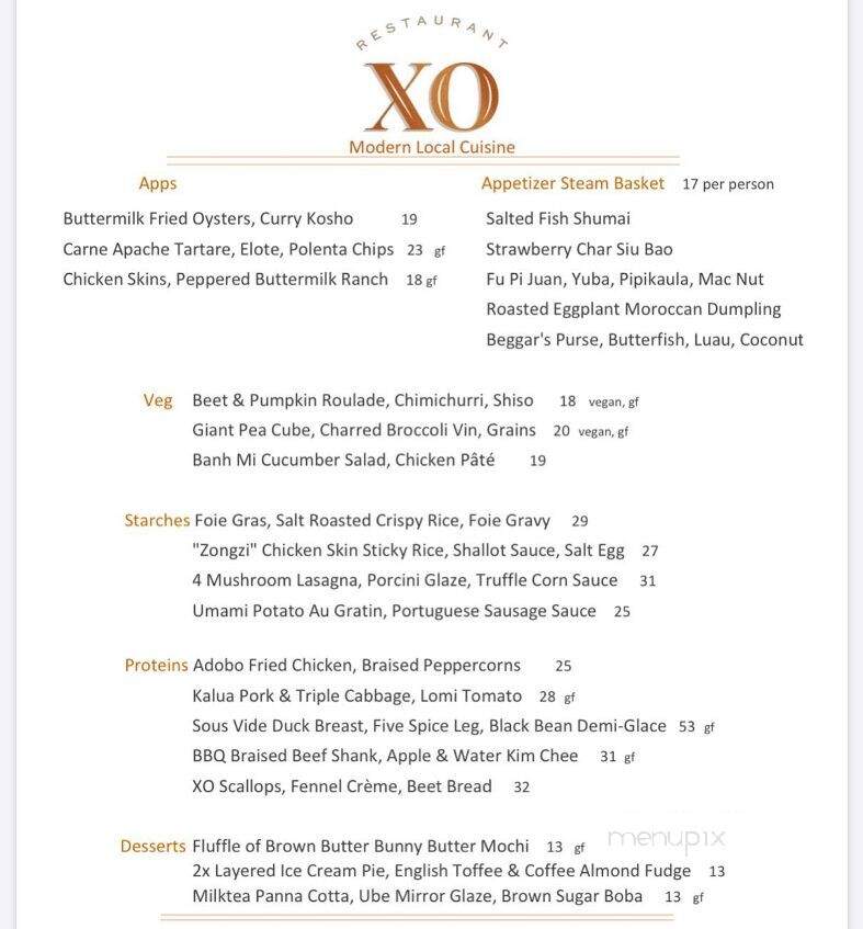 XO Restaurant - Honolulu, HI menu_pic