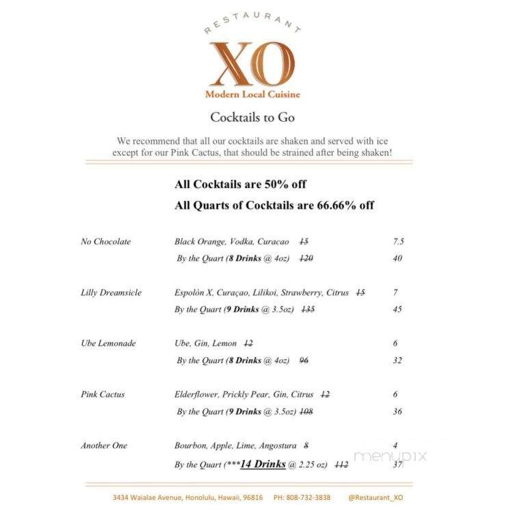 XO Restaurant - Honolulu, HI menu_pic