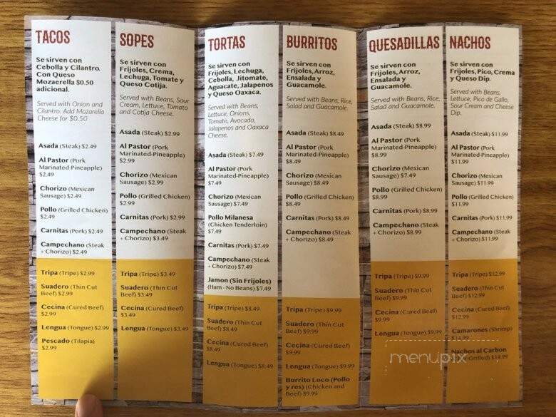 Taqueria Mexicana - Westfield, IN menu_pic