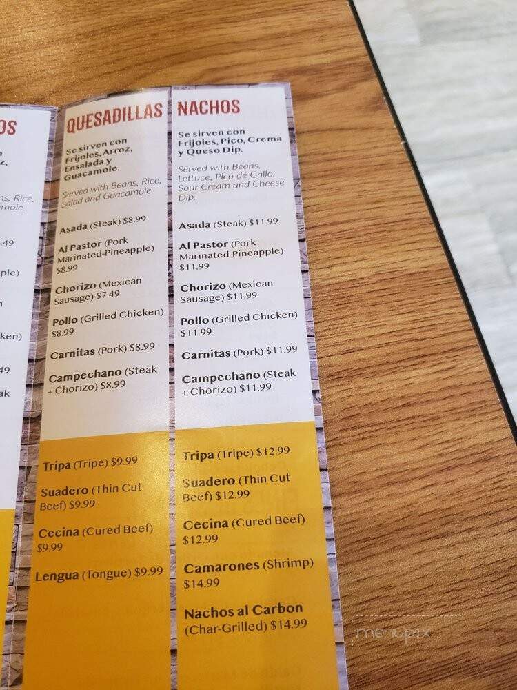 Taqueria Mexicana - Westfield, IN menu_pic
