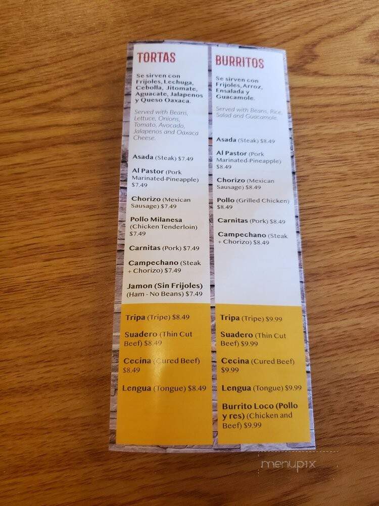 Taqueria Mexicana - Westfield, IN menu_pic