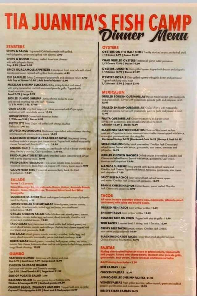 Tia Juanita's Fish Camp - Lufkin, TX menu_pic