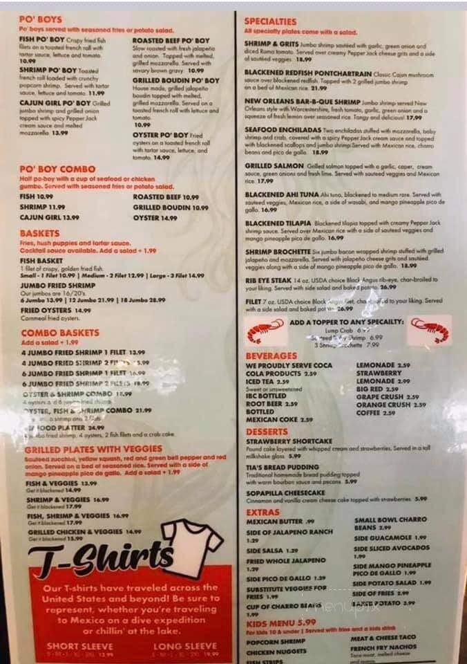 Tia Juanita's Fish Camp - Lufkin, TX menu_pic