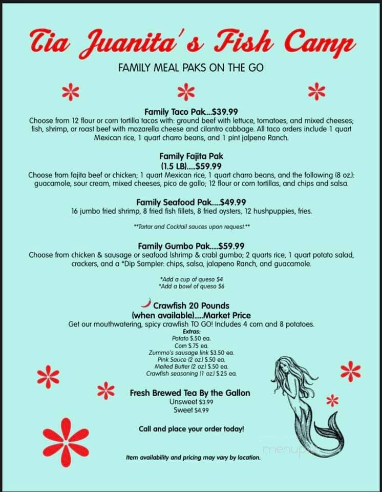 Tia Juanita's Fish Camp - Lufkin, TX menu_pic