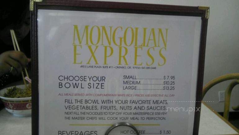 Mongolian Express Restaurant - Ontario, OR menu_pic