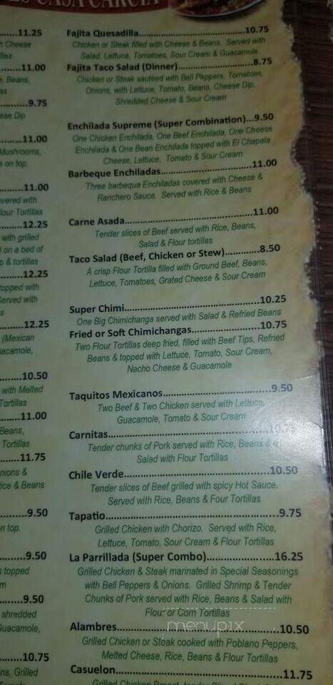 Casa Garcia - Carthage, NC menu_pic
