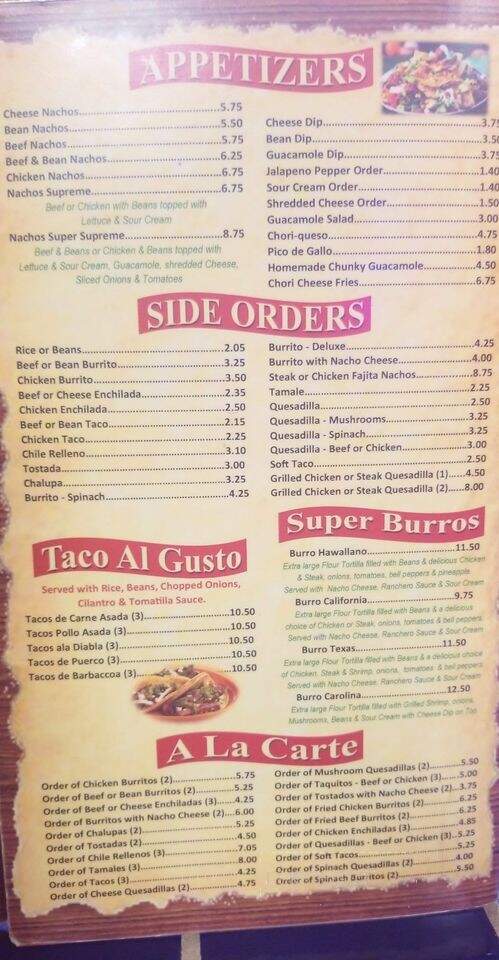 Casa Garcia - Carthage, NC menu_pic