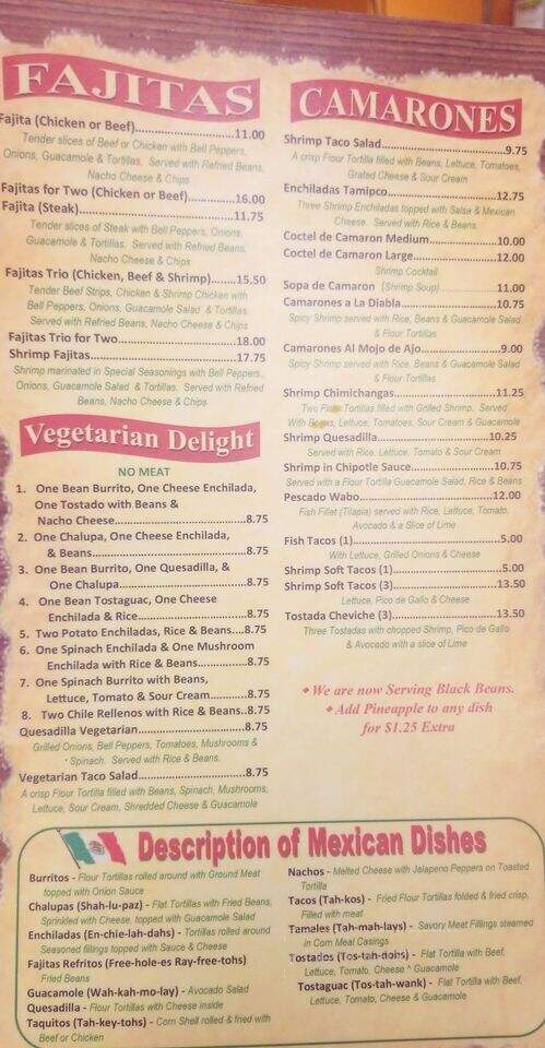 Casa Garcia - Carthage, NC menu_pic
