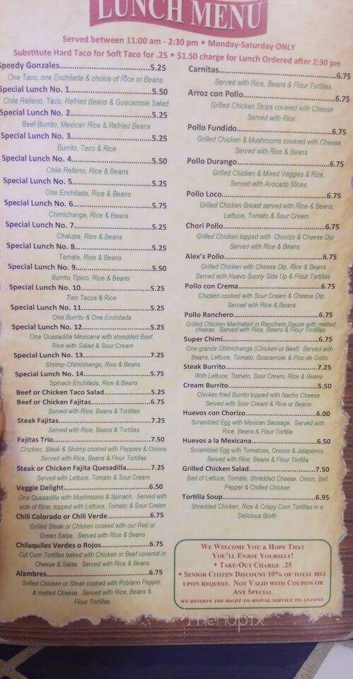 Casa Garcia - Carthage, NC menu_pic