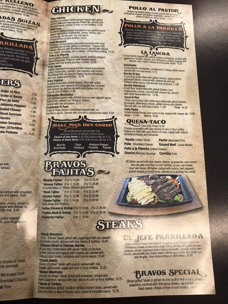 Bravo's Cantina & Grill - Sugar Hill, GA menu_pic