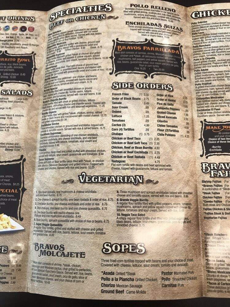 Bravo's Cantina & Grill - Sugar Hill, GA menu_pic