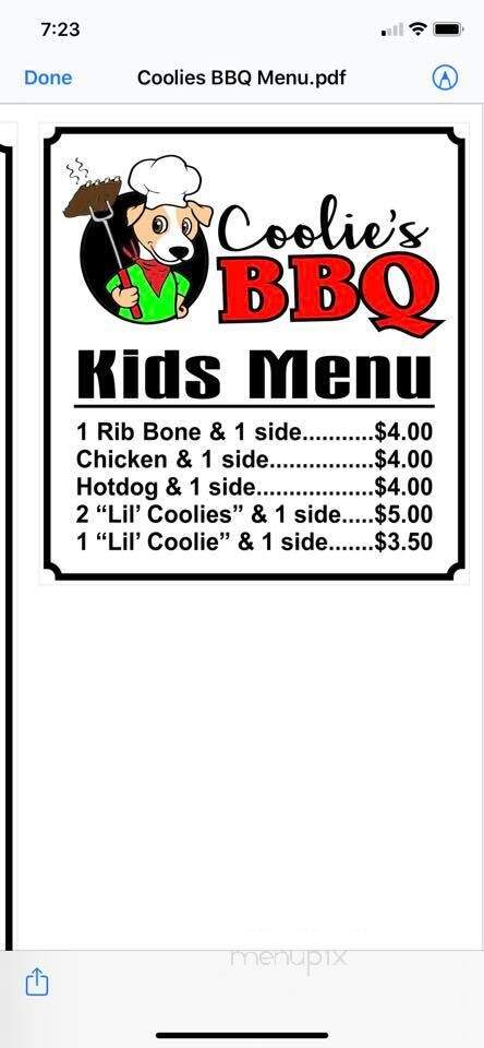 Coolie's Smokehouse - Douglas, GA menu_pic