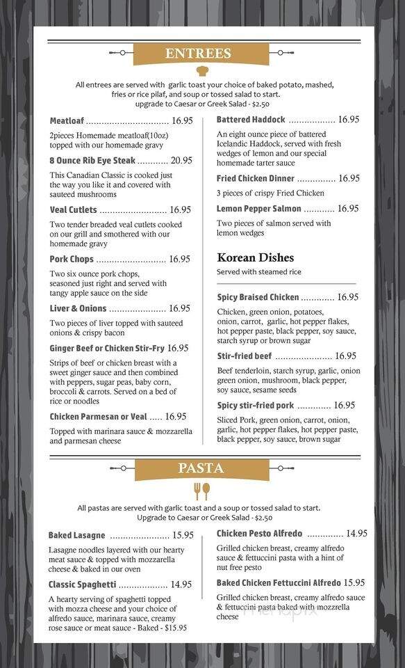 Keeper's Restaurant & Lounge - Davidson, SK menu_pic