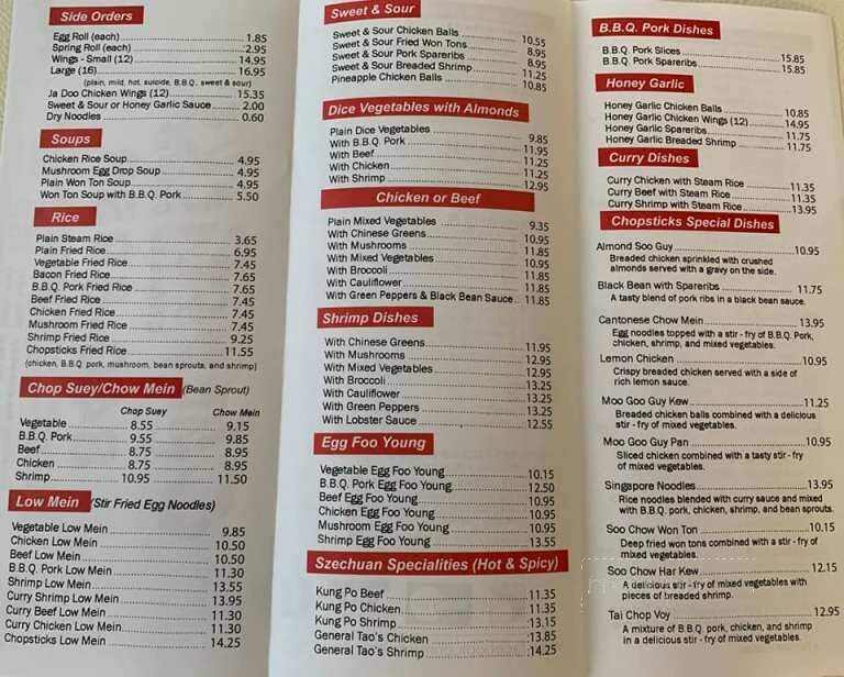 Chopsticks Take-Out & Catering - North Bay, ON menu_pic