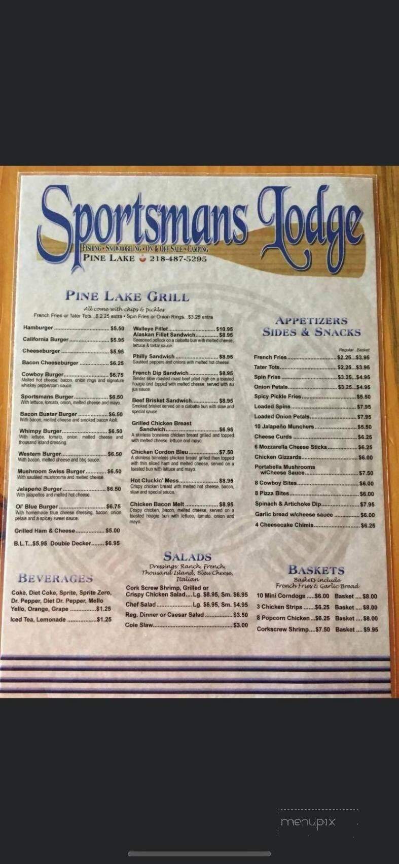 Sportsman Lodge - Gonvick, MN menu_pic