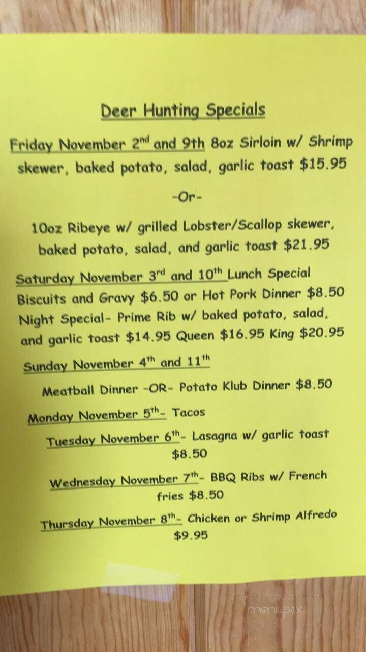 Sportsman Lodge - Gonvick, MN menu_pic