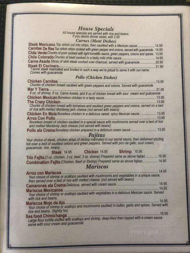 El Cocinero - Prairie City, OR menu_pic