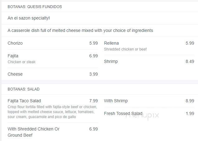 El Sazon - Harlan, KY menu_pic