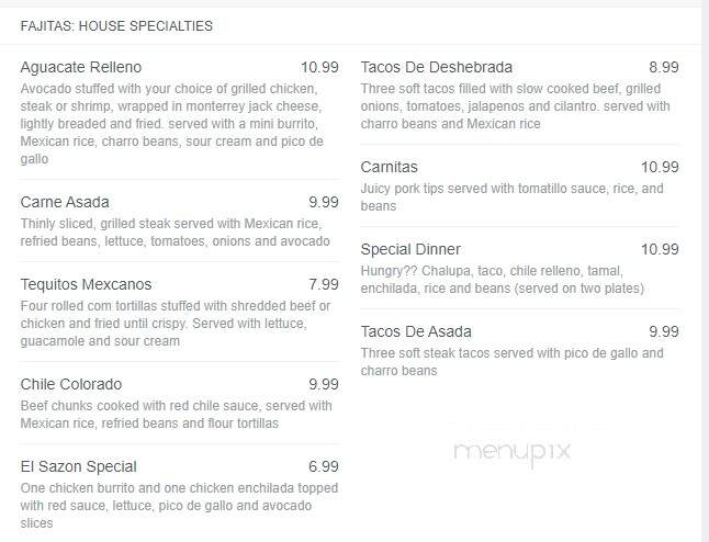 El Sazon - Harlan, KY menu_pic