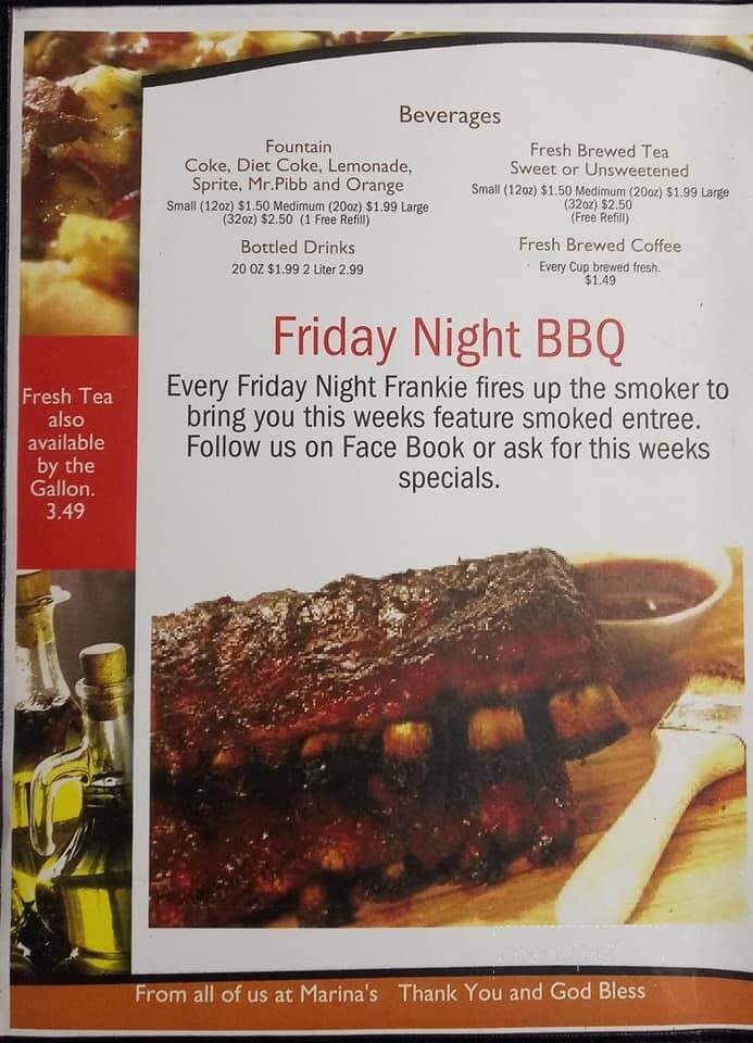 Marinas Pizza - Wardensville, WV menu_pic