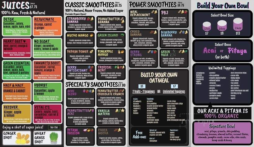 Juice n' Bowls - West Covina, CA menu_pic