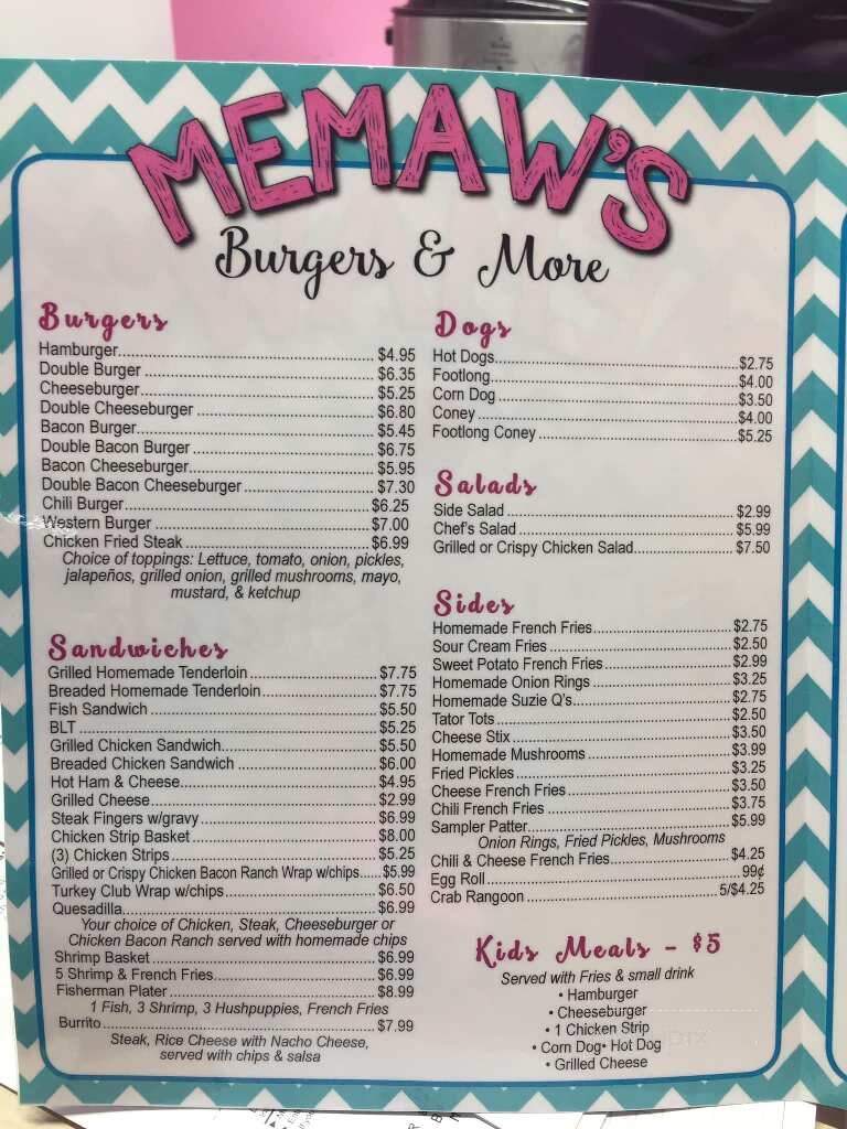 MeMaw's Shake Shack - Hermitage, MO menu_pic