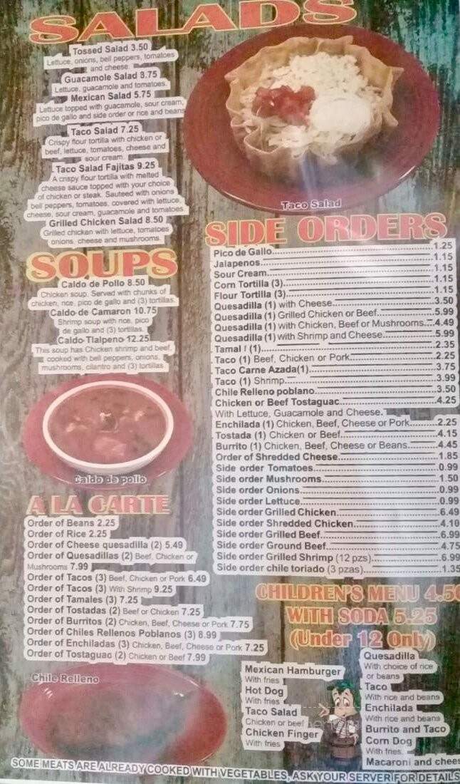 El Canelo Mexican Restaurant - Seneca, KS menu_pic