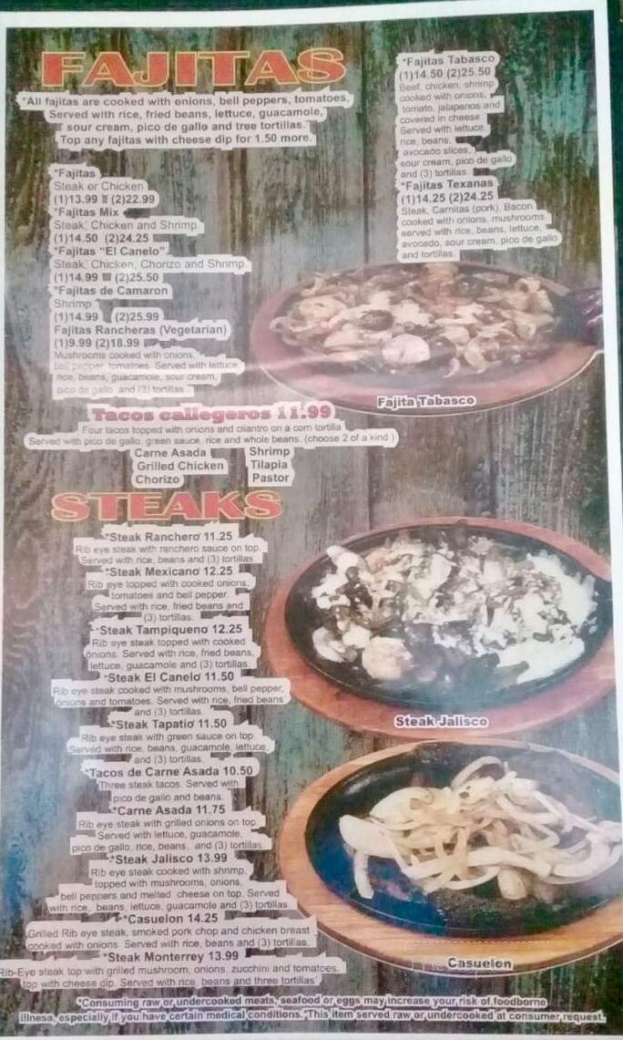 El Canelo Mexican Restaurant - Seneca, KS menu_pic