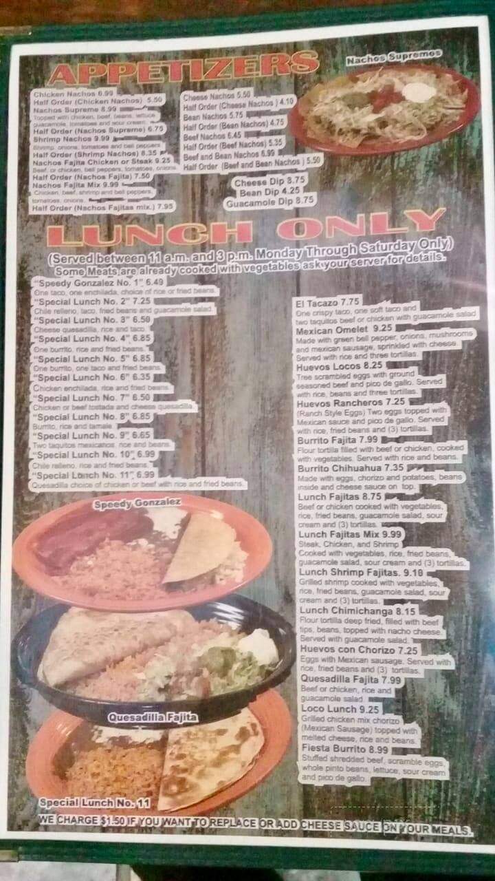El Canelo Mexican Restaurant - Seneca, KS menu_pic