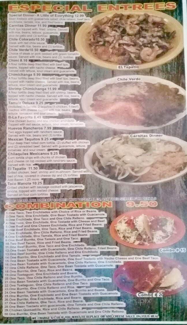 El Canelo Mexican Restaurant - Seneca, KS menu_pic