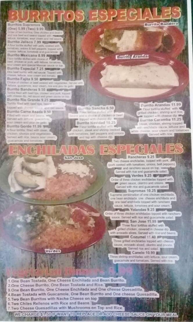 El Canelo Mexican Restaurant - Seneca, KS menu_pic