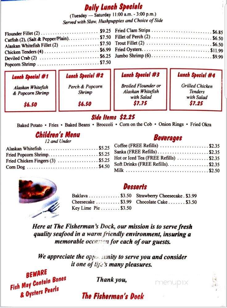 Fisherman's Dock - Kingsport, TN menu_pic