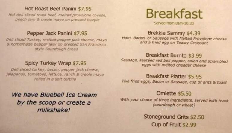 Second Street Bean - Columbia, MS menu_pic