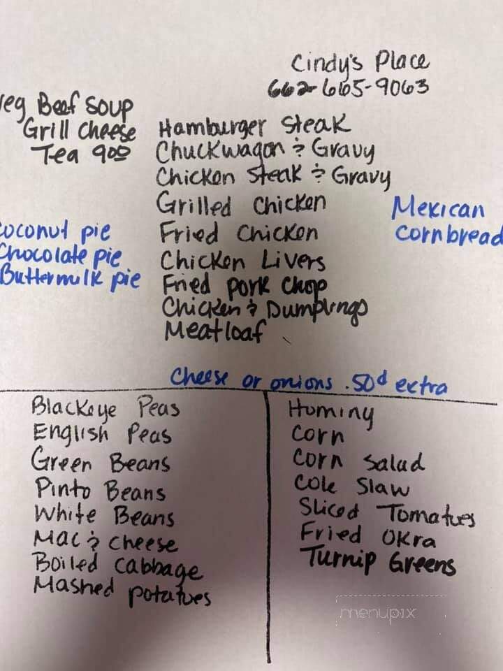 Cindy's Place - Corinth, MS menu_pic