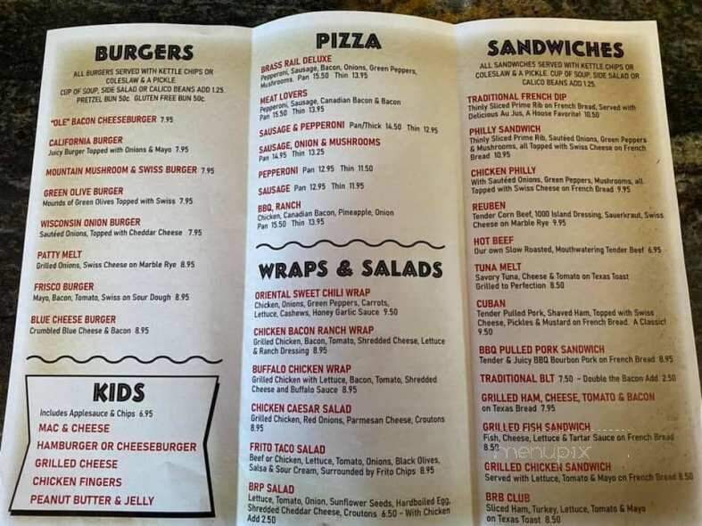 Brass Rail - Medford, WI menu_pic