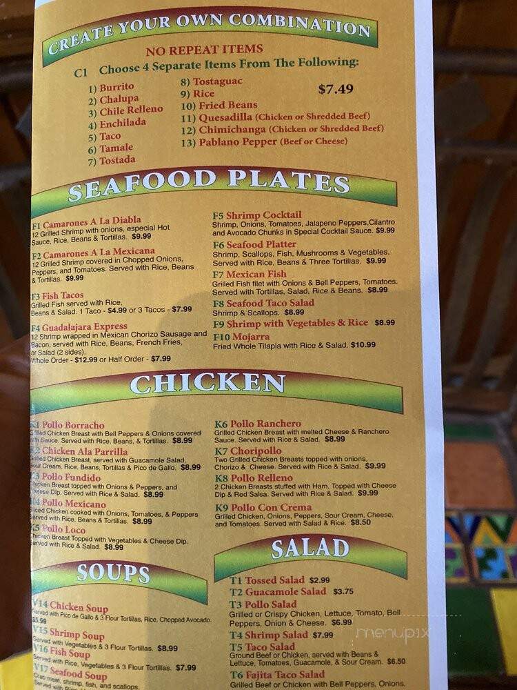 Mariachi's Mexican Restaurant - Manning, SC menu_pic