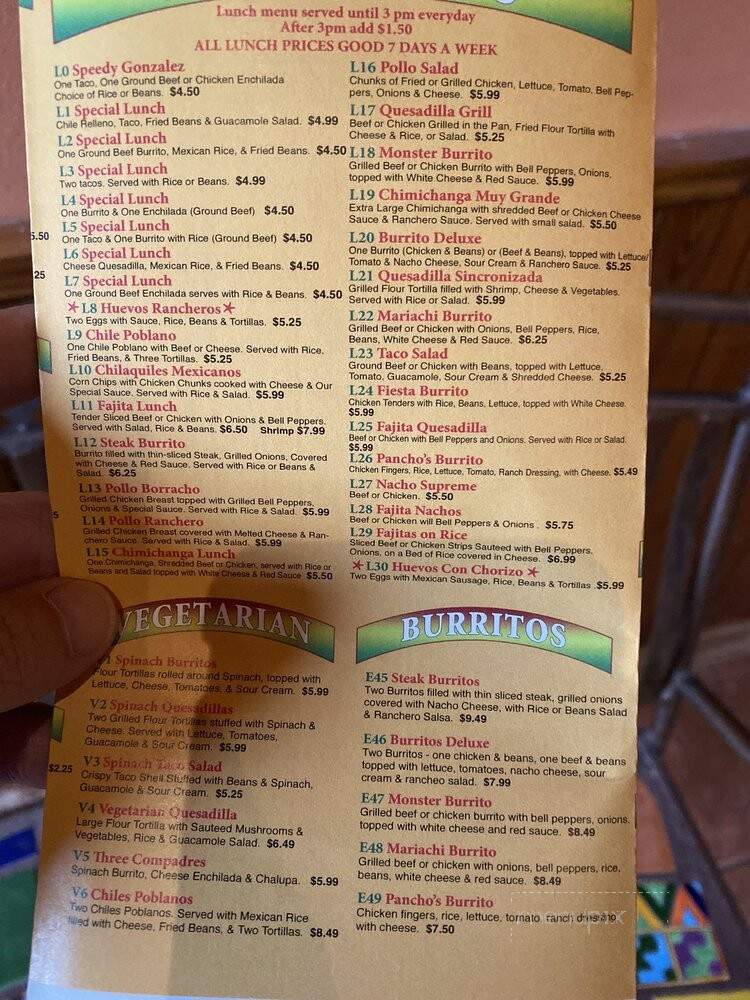 Mariachi's Mexican Restaurant - Manning, SC menu_pic