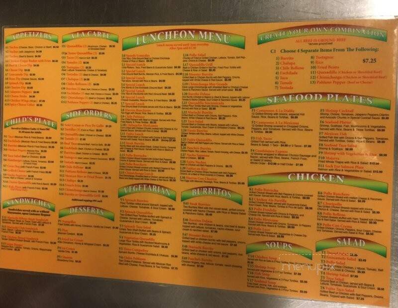 Mariachi's Mexican Restaurant - Manning, SC menu_pic