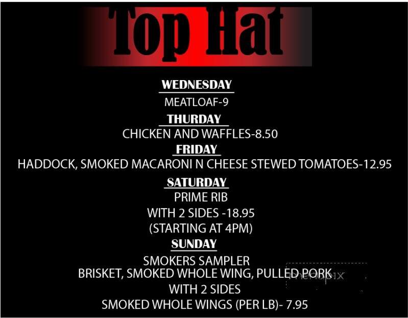 Top Hat - Sunbury, PA menu_pic