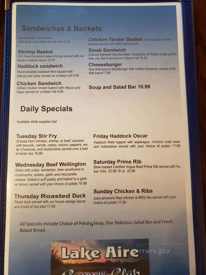 Lake Aire Supper Club - Clintonville, WI menu_pic