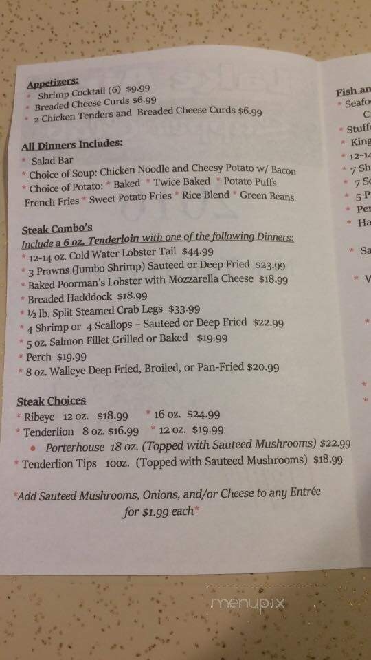 Lake Aire Supper Club - Clintonville, WI menu_pic