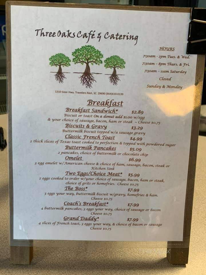 Three Oaks Cafe and Catering  - Travelers Rest, SC